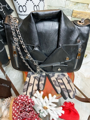 Tasche im Bikerjacken-Look